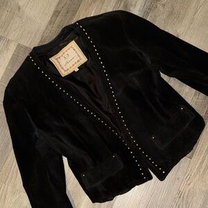 Lanna New York for Saks 5th Ave Suede Black Studded Women's Jacket Size 12
